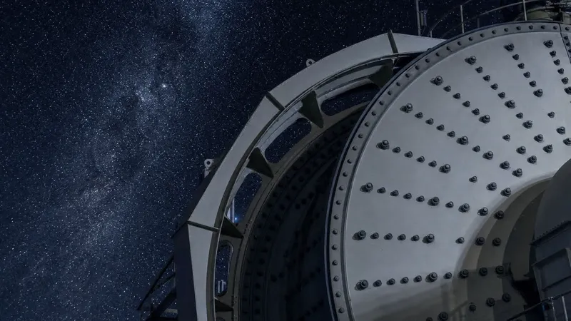 A mill shell and its bolted liners under the Milky Way at night